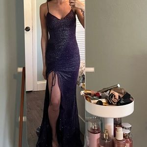 City Vibe size small beautiful purple sparkly dress with slit